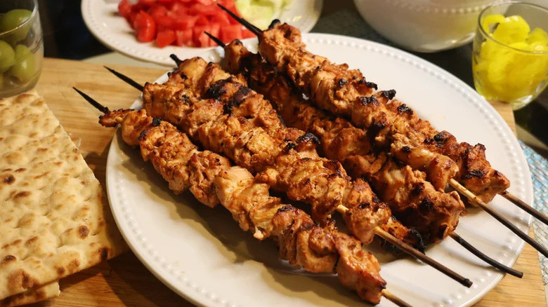 skewered Turkish chicken kebabs