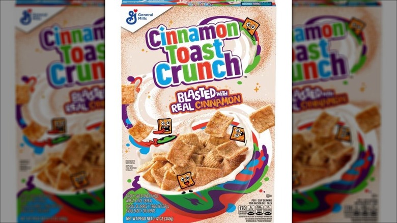 Box of Cinnamon Toast Crunch cereal.