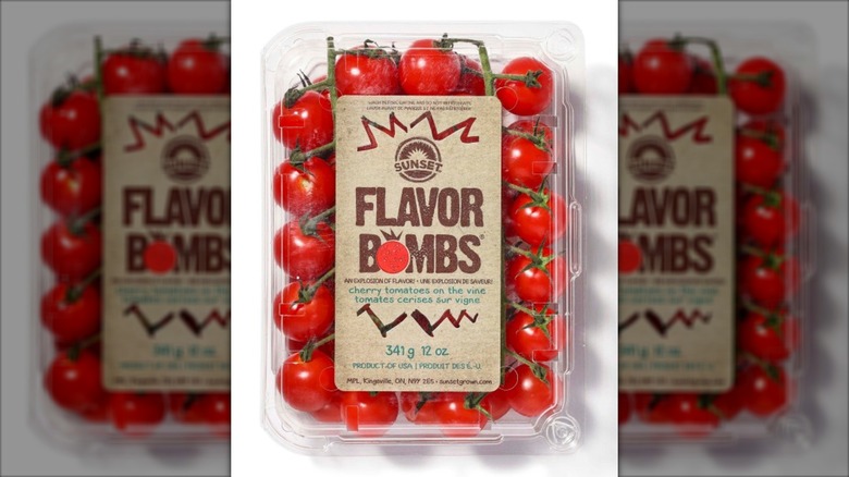 Container of cherry tomatoes.