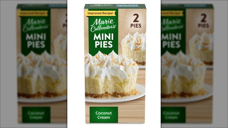 Frozen miniature coconut cream pies.