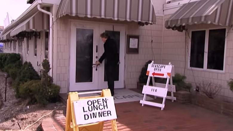 Gordon Ramsay at the doorstep of Seascape Restaurant, as shown on Kitchen Nightmares