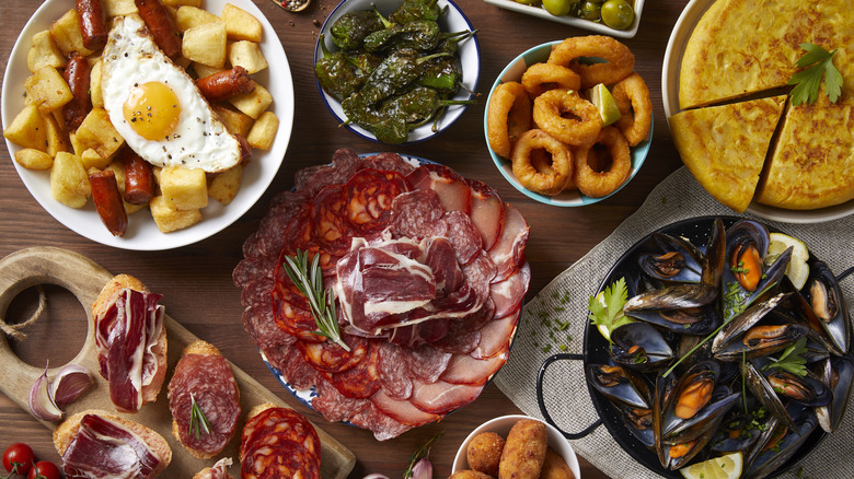 plates of various Spanish foods