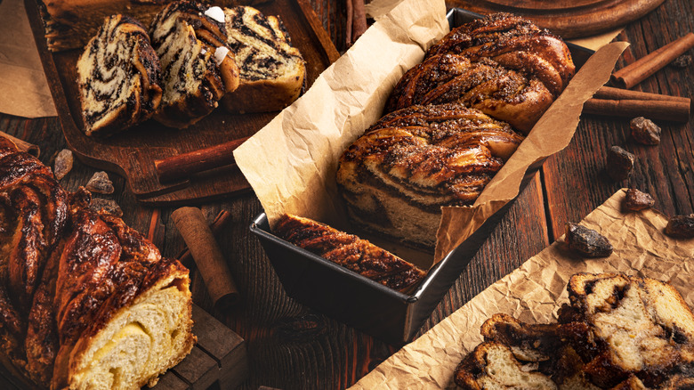 chocolate babkas in pans
