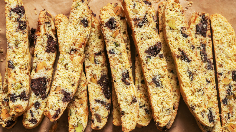 biscotti filled with nuts and chocolate