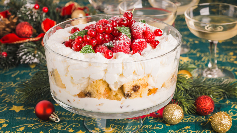 Christmas triffle with fruit on top
