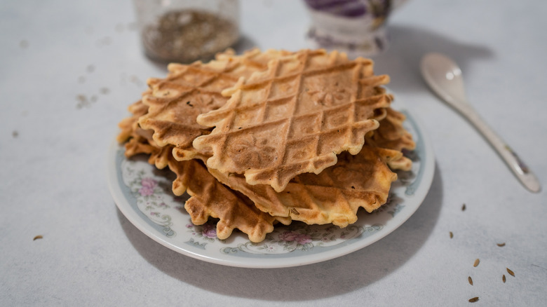 plate of homemade pizzelles