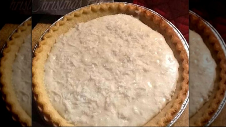 White Christmas pie in tin