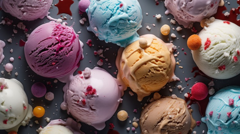 colorful ice cream scoops lined up