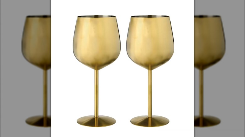 Crofton 2 Pack Gold Wine Glasses