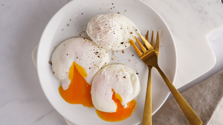 Poached eggs on a plate