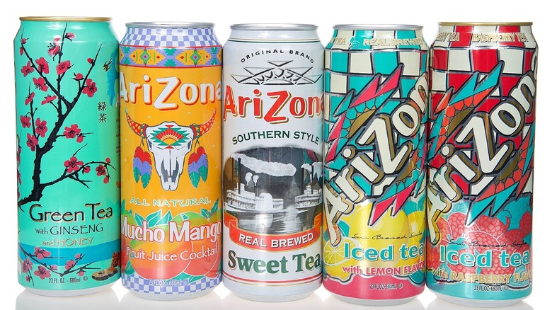 Cans of Arizona tea