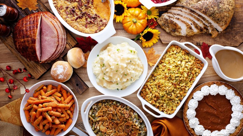Assorted Thanksgiving side dishes