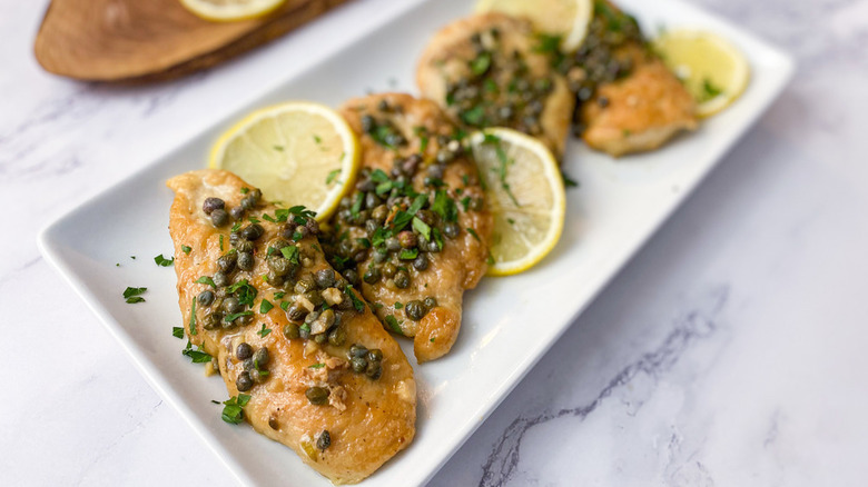 plated chicken piccata