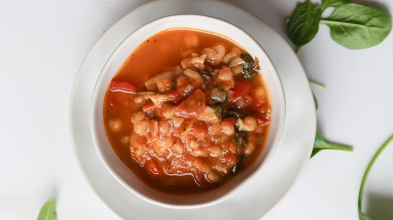 bowl of pasta e fagioli soup