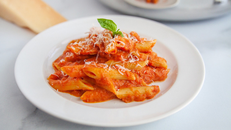 bowl of homemade penne alla vodka