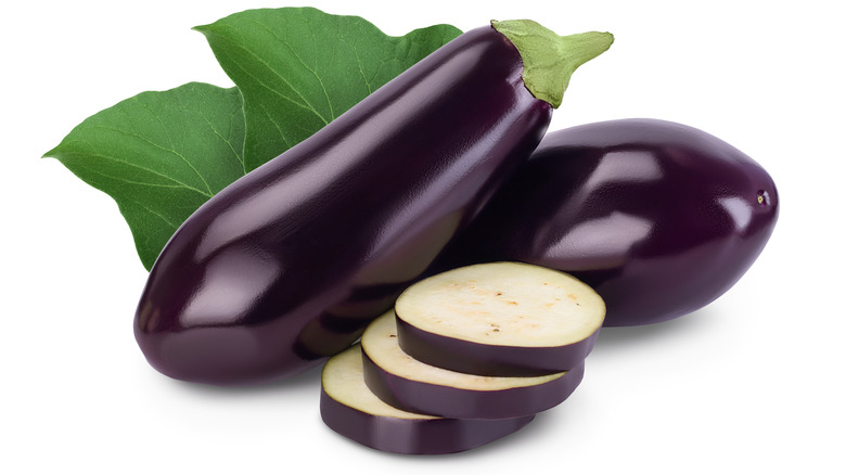 whole and sliced eggplant
