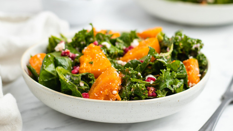 Pomegranate, squash, feta and vegetables