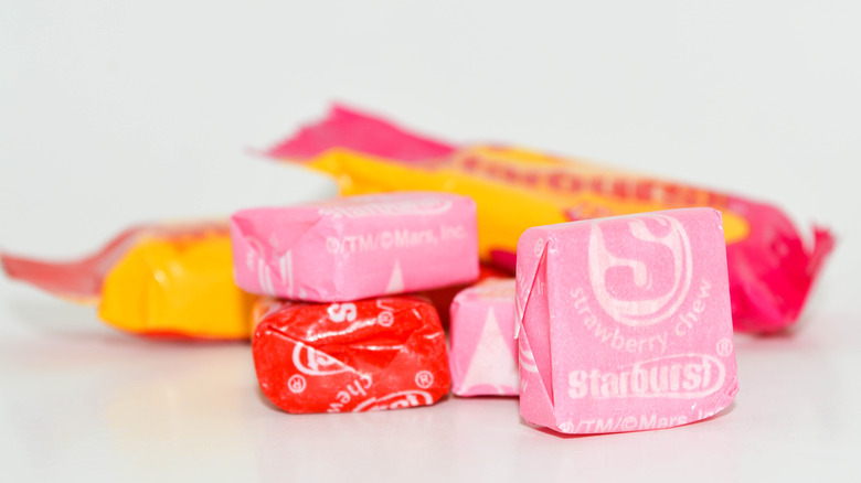 Starburst candy on white background