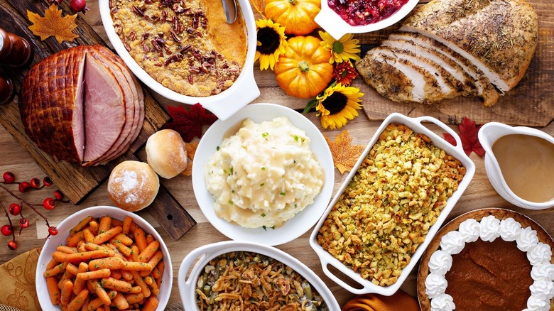 Thanksgiving dinner with side dishes