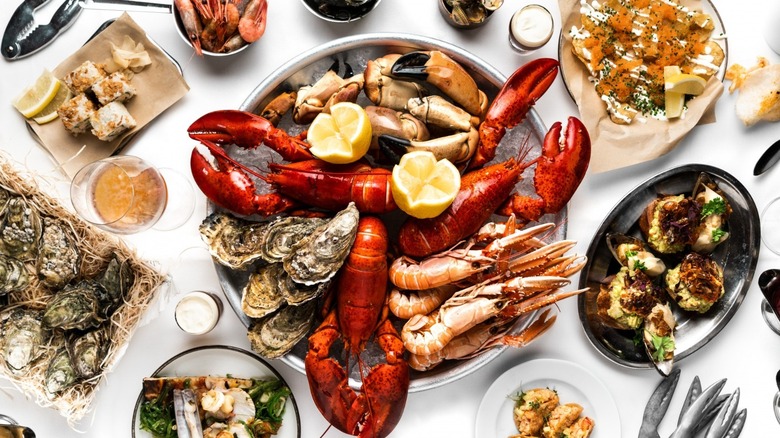 Seafood platter with sides
