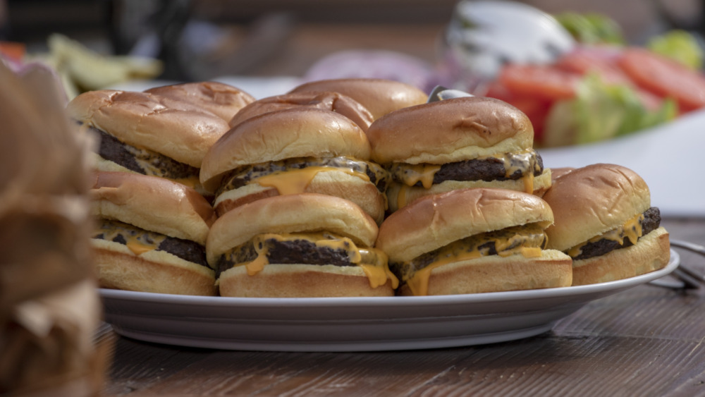 plate of cheeseburgers