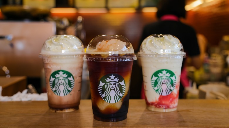 three starbucks drinks