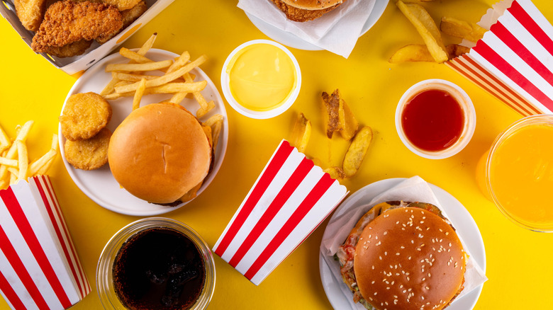 various fast food items on table