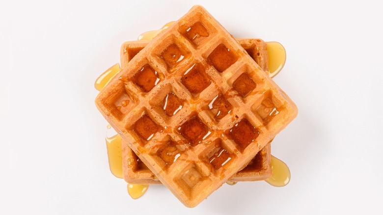 Frozen waffles with syrup