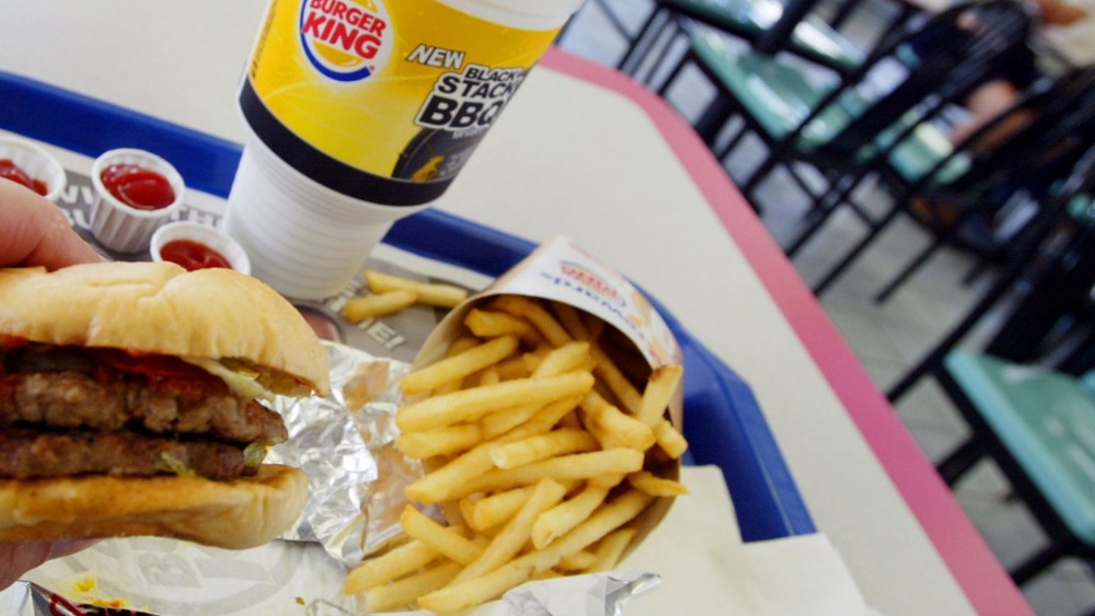 Burger King burger, soda, and fries