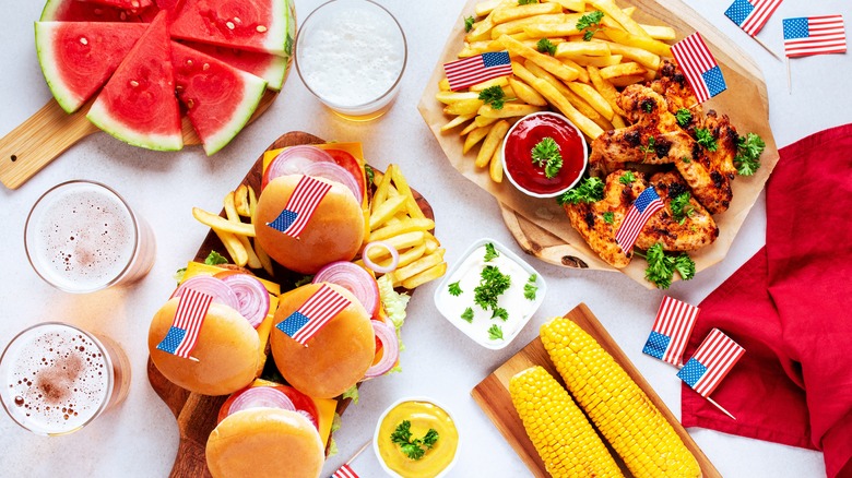 picnic foods with American flags