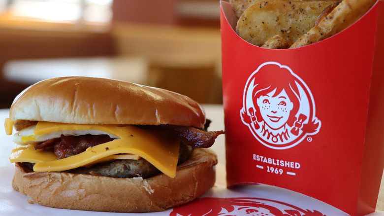 Wendy's burger and potato wedges