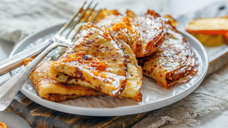 Crêpes Suzette with orange sauce