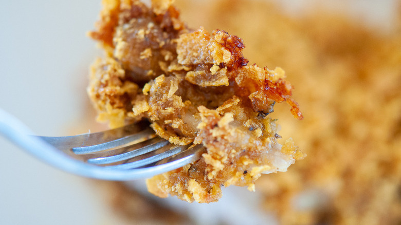  Cornflake chicken on fork