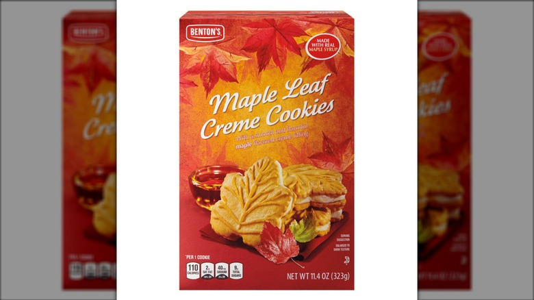 Benton's Maple Leaf Creme Cookies box on white background