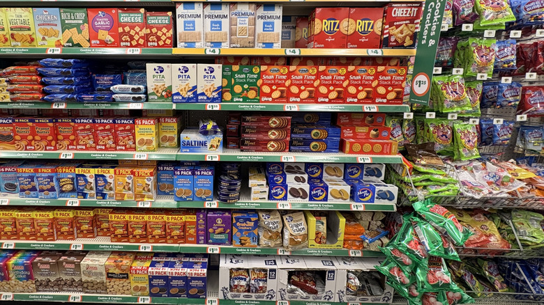Cracker, cookie, and dessert aisle at Dollar Tree
