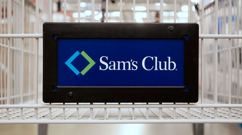 Sam's Club grocery cart with logo.
