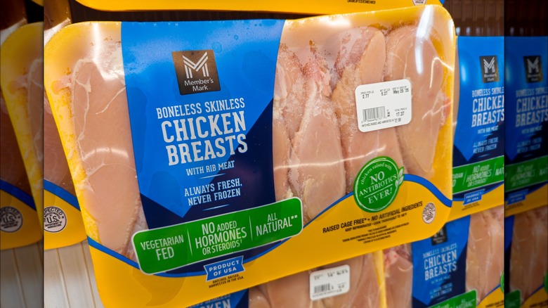 Package of Member's Mark chicken breasts.