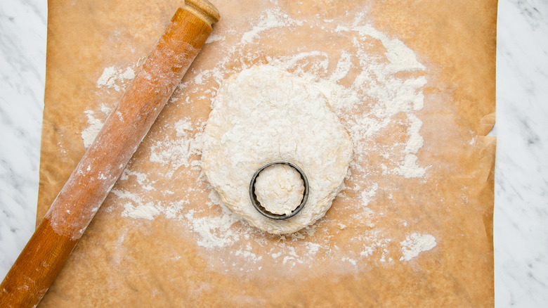 biscuit dough with cutter