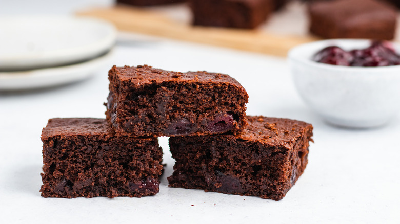 slices of chocolate cherry cake