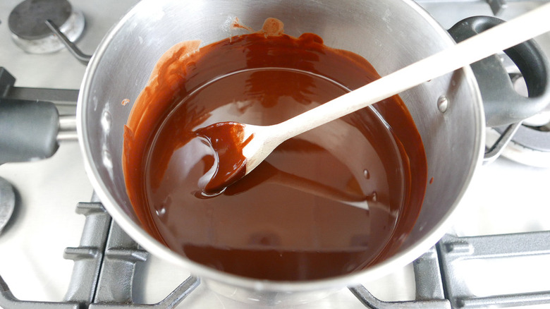Melted chocolate with spoon