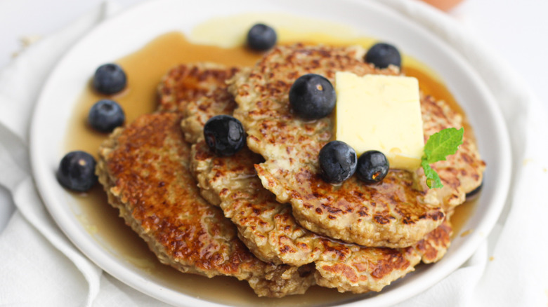 oatmeal pancakes on plate