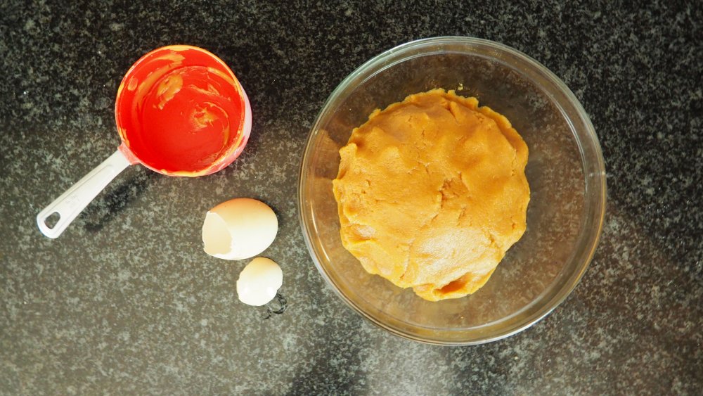 mixing 3-ingredient peanut butter cookies