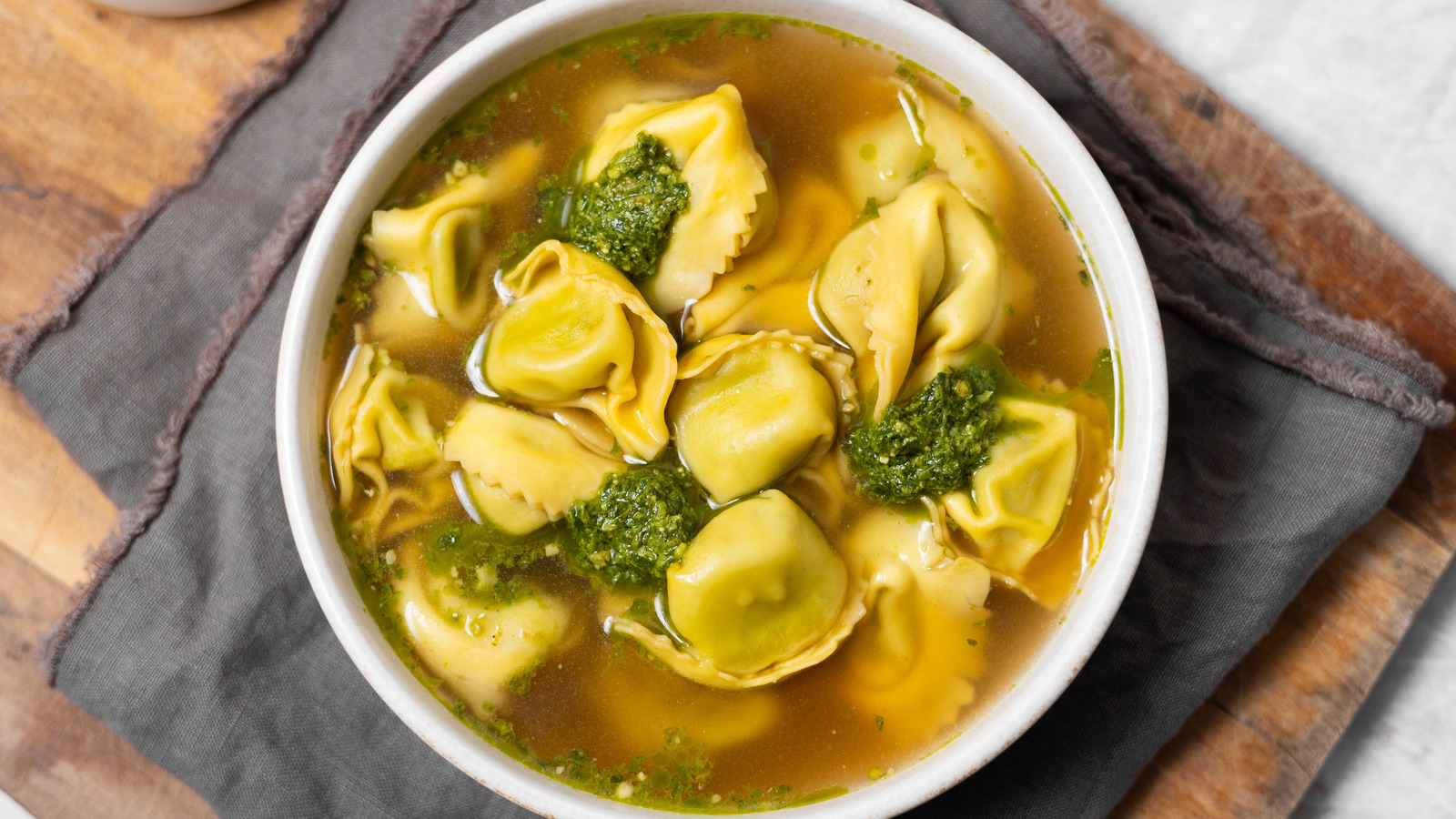 3-Ingredient Pesto Tortellini Soup Recipe