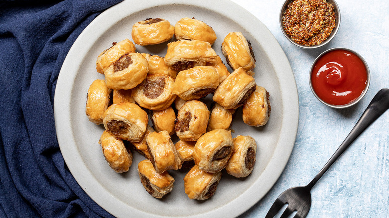 sausage rolls on plate 