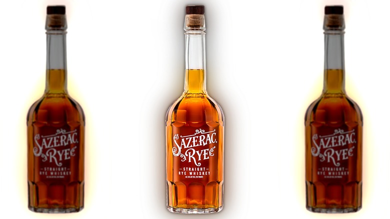 A bottle of Sazerac rye whiskey.