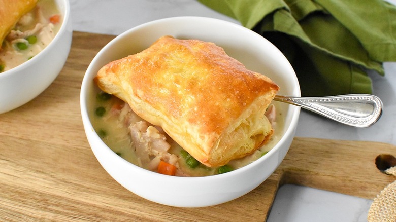 chicken pot pie in bowl