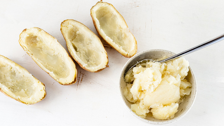 Scooped-out baked potatoes