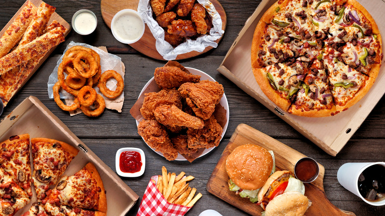 table of fried food