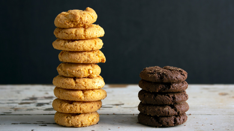 two stacks of cookies