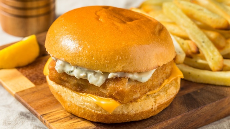 Fish sandwich with fries